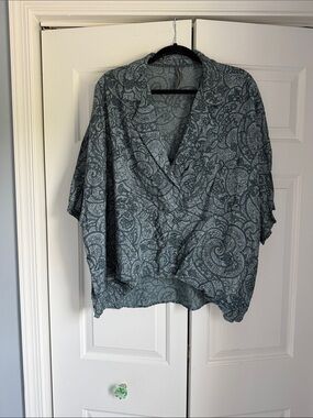 Anthropologie Blue Paisley Wrap Blouse